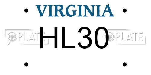 HL30 Virginia License Plate