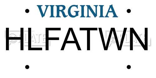 HLFATWN Virginia License Plate