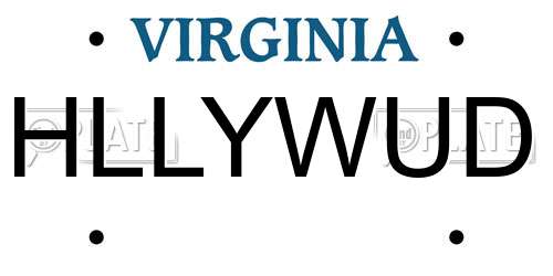 HLLYWUD Virginia License Plate