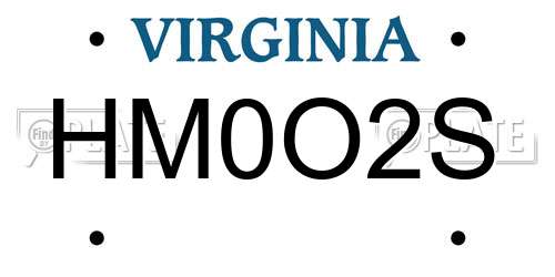 HM0O2S Virginia License Plate