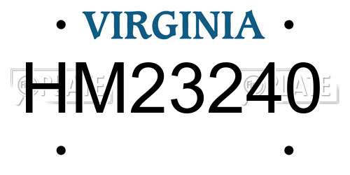 HM23240 Virginia License Plate