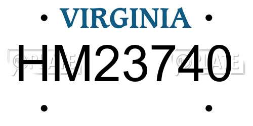 HM23740 Virginia License Plate
