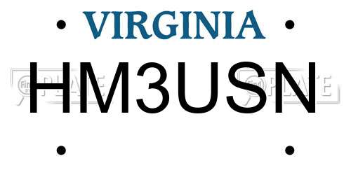HM3USN Virginia License Plate
