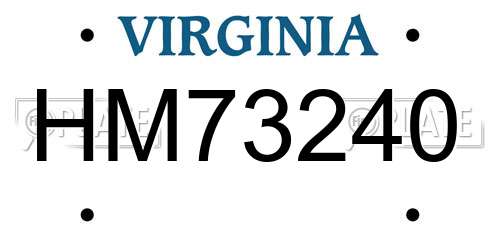 HM73240 Virginia License Plate