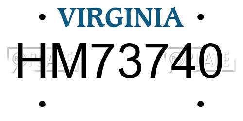 HM73740 Virginia License Plate