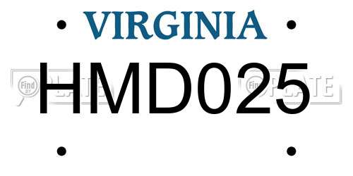 HMD025 Virginia License Plate