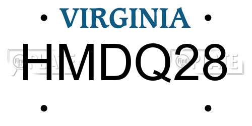 HMDQ28 Virginia License Plate