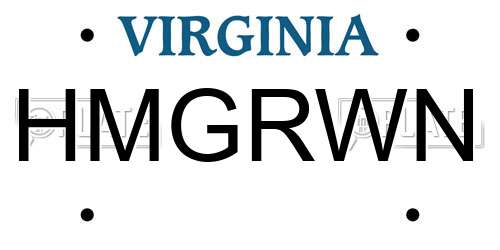 HMGRWN Virginia License Plate