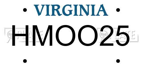 HMOO25 Virginia License Plate