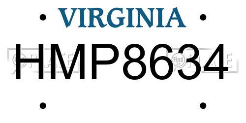HMP8634 Virginia License Plate