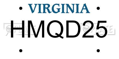 HMQD25 Virginia License Plate