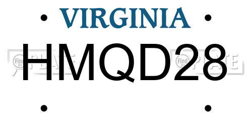 HMQD28 Virginia License Plate