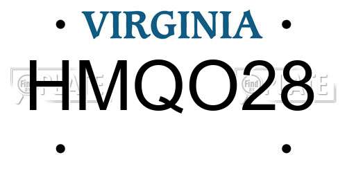 HMQO28 Virginia License Plate