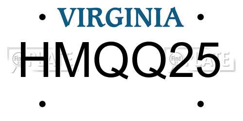 HMQQ25 Virginia License Plate