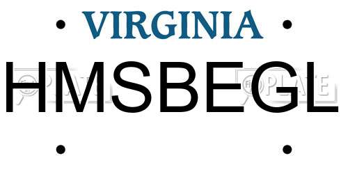 HMSBEGL Virginia License Plate