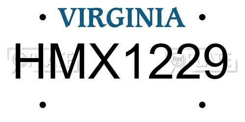 HMX1229 Virginia License Plate