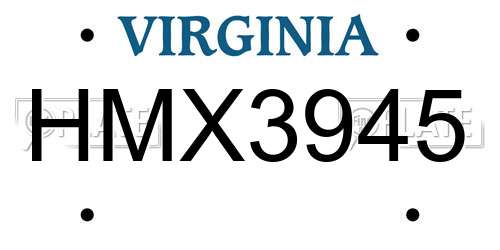 HMX3945 Virginia License Plate