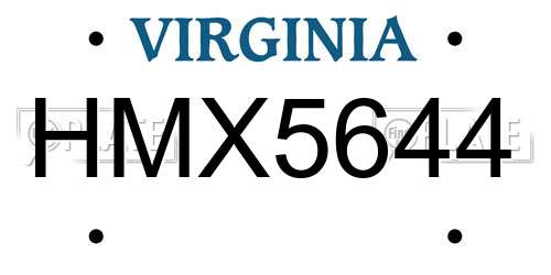 HMX5644 Virginia License Plate