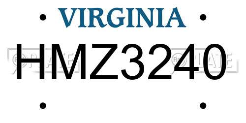 HMZ3240 Virginia License Plate