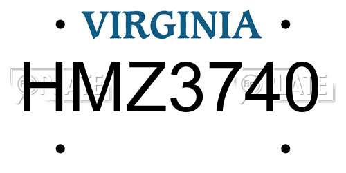 HMZ3740 Virginia License Plate