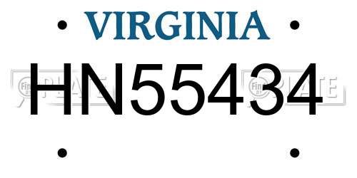 HN55434 Virginia License Plate