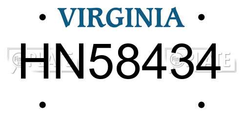 HN58434 Virginia License Plate