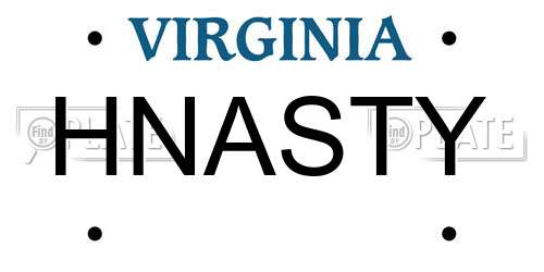 HNASTY Virginia License Plate