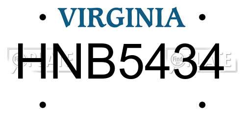 HNB5434 Virginia License Plate