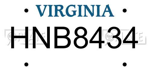 HNB8434 Virginia License Plate