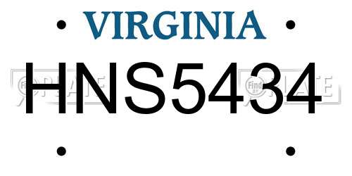 HNS5434 Virginia License Plate