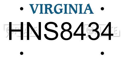 HNS8434 Virginia License Plate