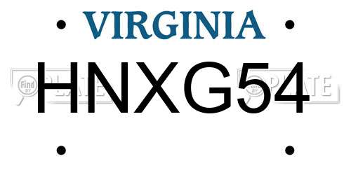 HNXG54 Virginia License Plate
