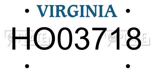 HO03718 Virginia License Plate