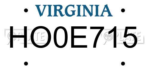 HO0E715 Virginia License Plate