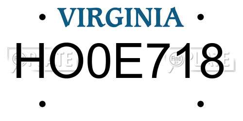 HO0E718 Virginia License Plate