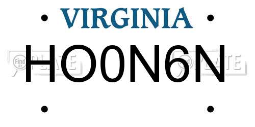 HO0N6N Virginia License Plate