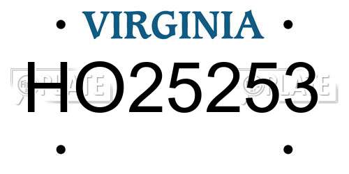 HO25253 Virginia License Plate