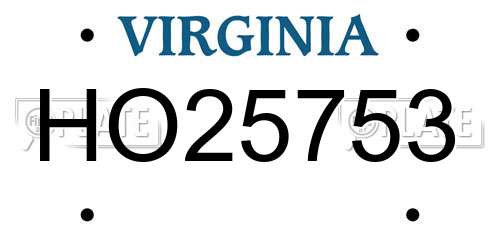 HO25753 Virginia License Plate