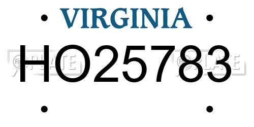 HO25783 Virginia License Plate