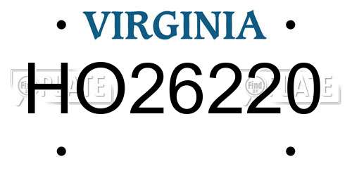 HO26220 Virginia License Plate