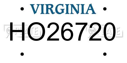 HO26720 Virginia License Plate