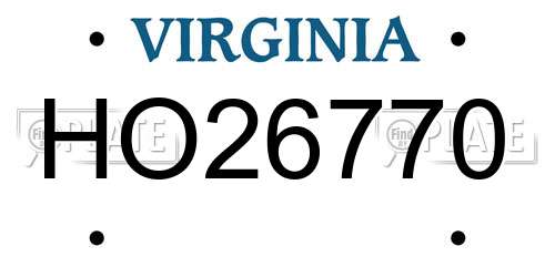 HO26770 Virginia License Plate