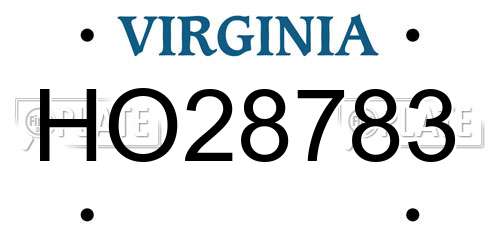 HO28783 Virginia License Plate