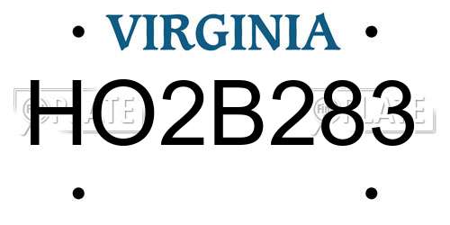 HO2B283 Virginia License Plate
