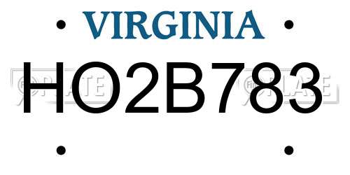 HO2B783 Virginia License Plate