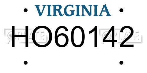HO60142 Virginia License Plate