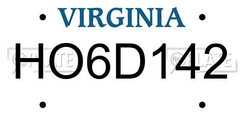 HO6D142 Virginia License Plate