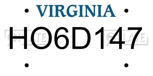 HO6D147 Virginia License Plate