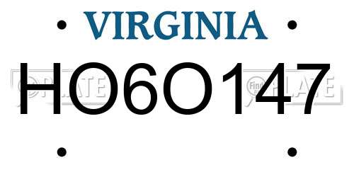 HO6O147 Virginia License Plate