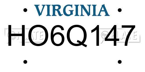 HO6Q147 Virginia License Plate